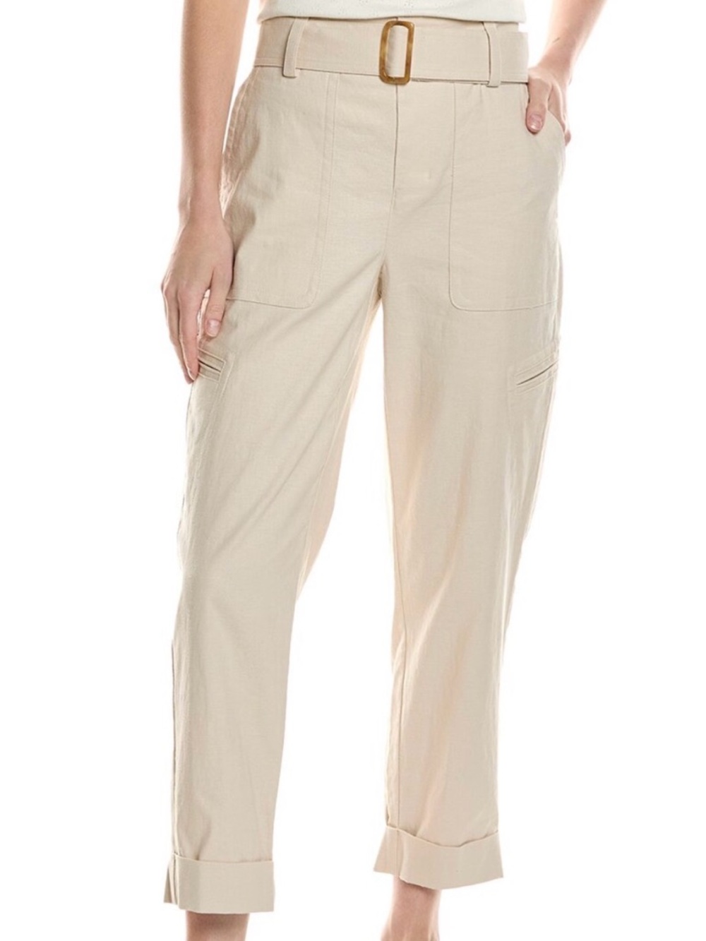 Vince Cropped Linen Cargo Pants